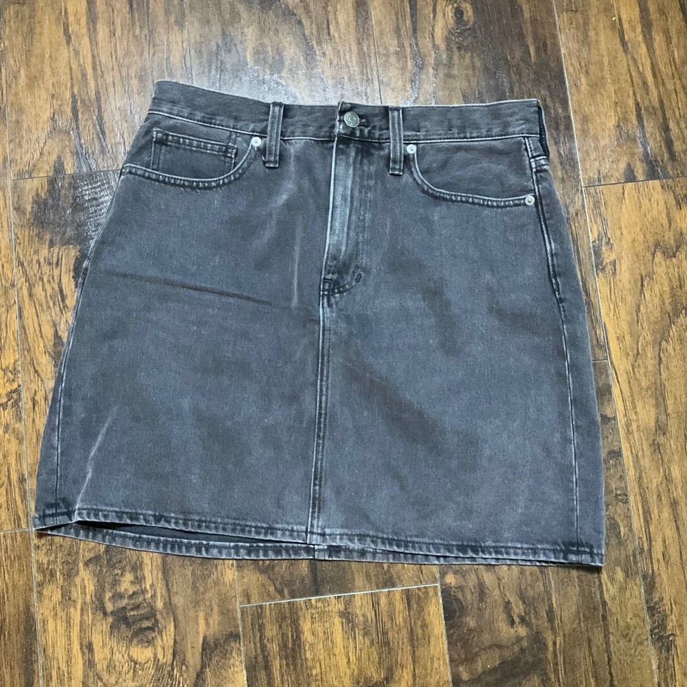 Madewell Rigid Denim A-Line Mini Skirt Faded Black Size 28